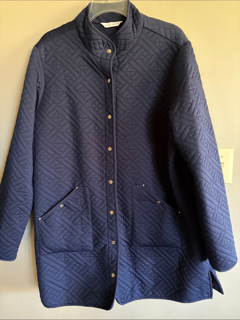 Quilted Navy Jacket with Snap Pockets